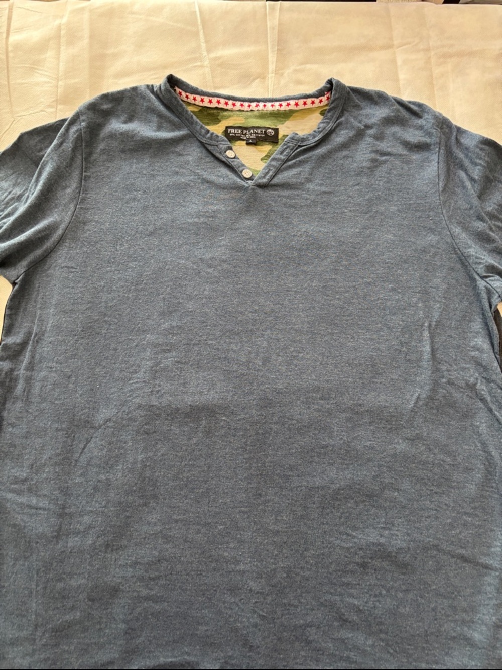 Free Planet Men's Heather Blue Short-Sleeve Henley